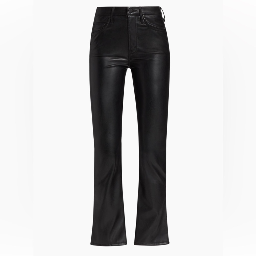 MOTHER Black Faux Leather High-Rise Straight Leg Pants